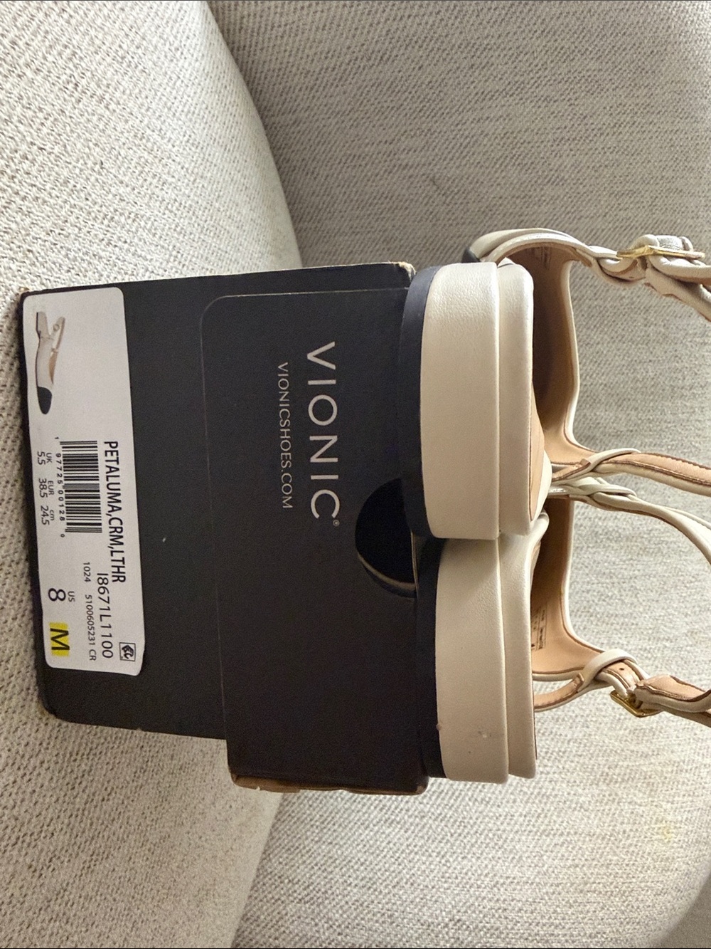 Vionic Two-Tone Slingback Flats in Ivory and Black - Picture 3 of 4